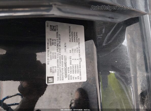 1GNSKEEC4HR315577 2017 CHEVROLET TAHOE Черный Вид подкапотного пространства