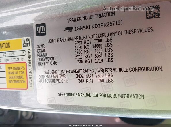 1GNSKFKD3PR357191 2023 CHEVROLET SUBURBAN Gray Vista del compartimento del motor