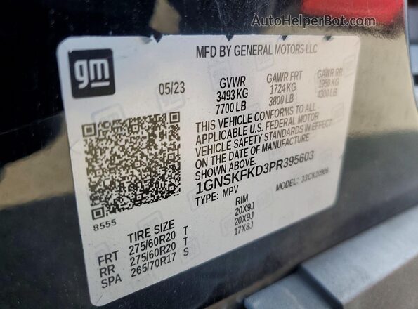 1GNSKFKD3PR395603 2023 CHEVROLET SUBURBAN Black Widok wnętrza 360 stopni