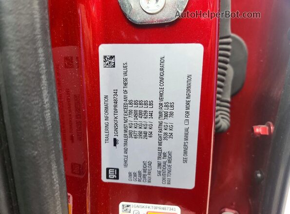 1GNSKFKT0PR487341 2023 CHEVROLET SUBURBAN Бордовый Вид подкапотного пространства