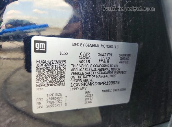 1GNSKMKD0PR199879 2023 CHEVROLET TAHOE Black VIN კოდის სტიკერის ხედი
