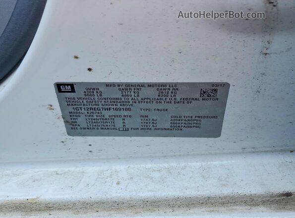 1GT12REG7HF169188 2017 GMC SIERRA White ძრავის განყოფილების ხედი