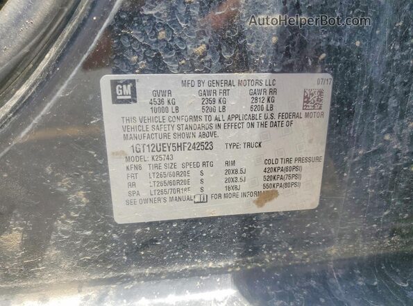 1GT12UEY5HF242523 2017 GMC SIERRA Black Engine compartment view