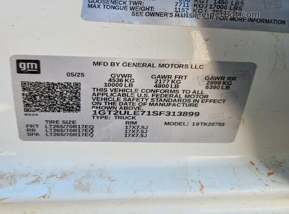 1GT2ULE71SF313899 2025 GMC SIERRA White 