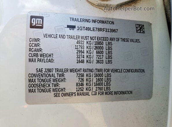 1GT49LE78RF313967 2024 GMC SIERRA White ძრავის განყოფილების ხედი