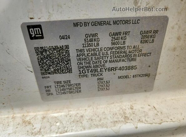 1GT49LEY6RF403885 2024 GMC SIERRA White Engine compartment view