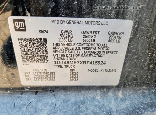 1GT49ME7XRF415924 2024 GMC SIERRA Black Engine compartment view