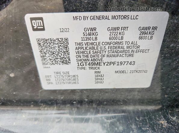 1GT49MEY2PF197743 2023 GMC SIERRA Black Engine compartment view
