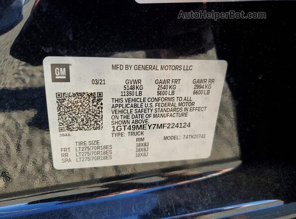 1GT49MEY7MF224124 2021 GMC SIERRA Black Widok komory silnika