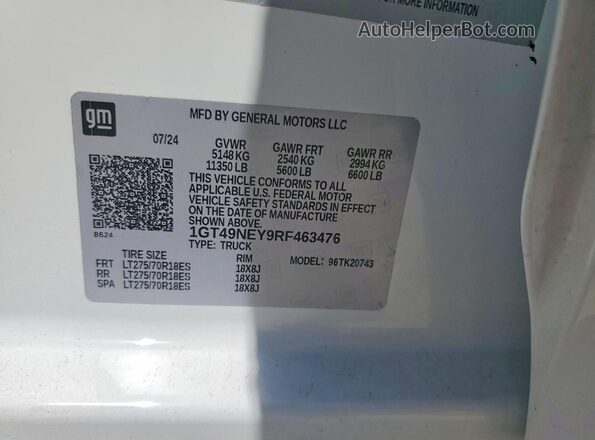 1GT49NEY9RF463476 2024 GMC SIERRA Белый Вид подкапотного пространства