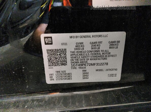 1GT49PE72MF312278 2021 GMC SIERRA Black Շարժիչի բաժամունքի տեսք