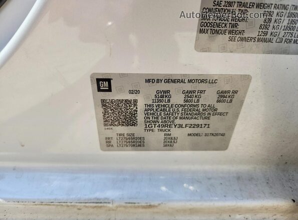 1GT49REY3LF229171 2020 GMC SIERRA White Engine compartment view