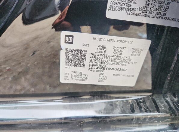 1GT49REY4MF302467 2021 GMC SIERRA Black Vista del compartimento del motor