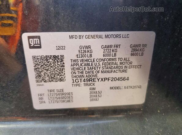1GT49REYXPF204564 2023 GMC SIERRA Black VIN sticker view