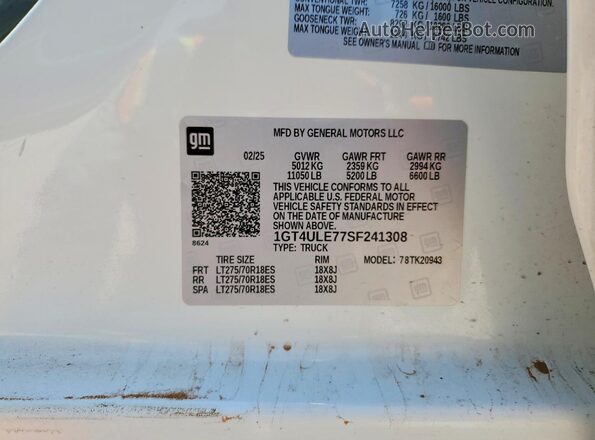 1GT4ULE77SF241308 2025 GMC SIERRA White Widok komory silnika