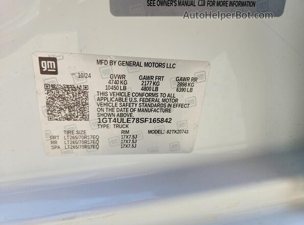 1GT4ULE78SF165842 2025 GMC SIERRA White Engine compartment view