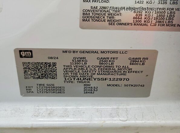 1GT4UNEY5SF122970 2025 GMC SIERRA White Շարժիչի բաժամունքի տեսք