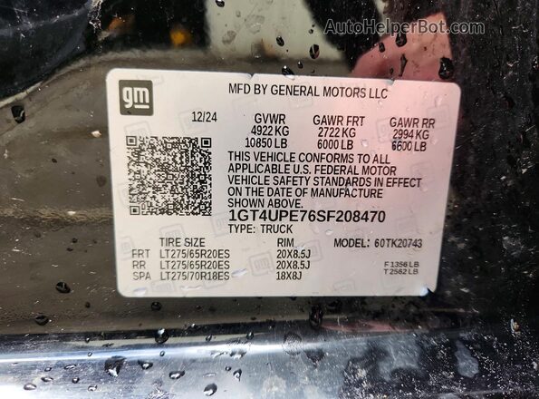 1GT4UPE76SF208470 2025 GMC SIERRA Black Շարժիչի բաժամունքի տեսք