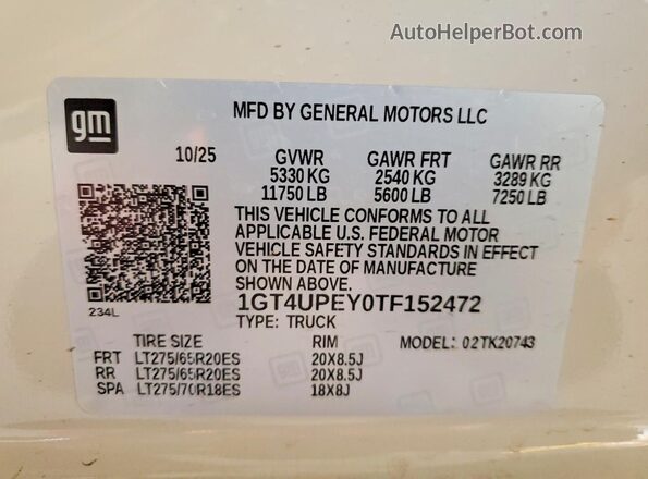 1GT4UPEY0TF152472 2026 GMC SIERRA Beige Вид підкапотного простору