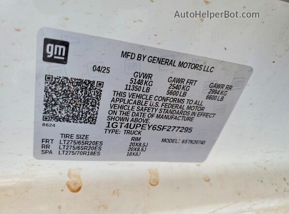 1GT4UPEY6SF277295 2025 GMC SIERRA White Engine compartment view