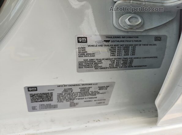 1GT4URE78SF178626 2025 GMC SIERRA White VIN sticker view