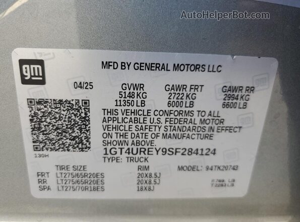 1GT4UREY9SF284124 2025 GMC SIERRA Silver Widok komory silnika