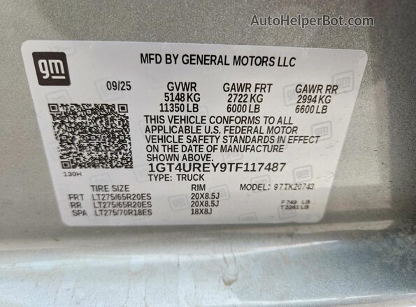 1GT4UREY9TF117487 2026 GMC SIERRA Silver Engine compartment view