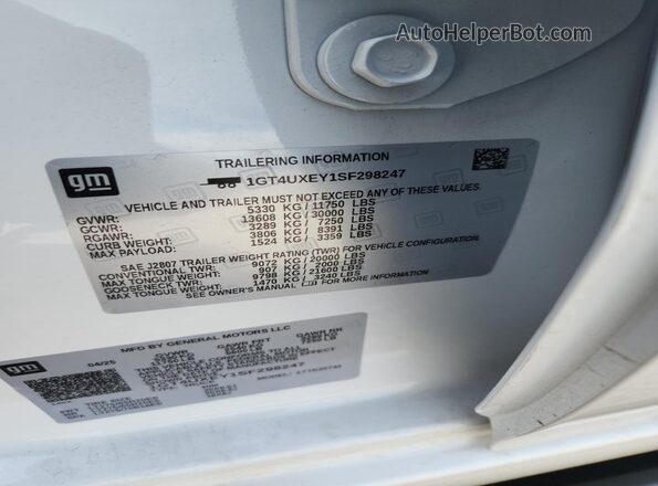 1GT4UXEY1SF298247 2025 GMC SIERRA White Vista de la etiqueta del VIN