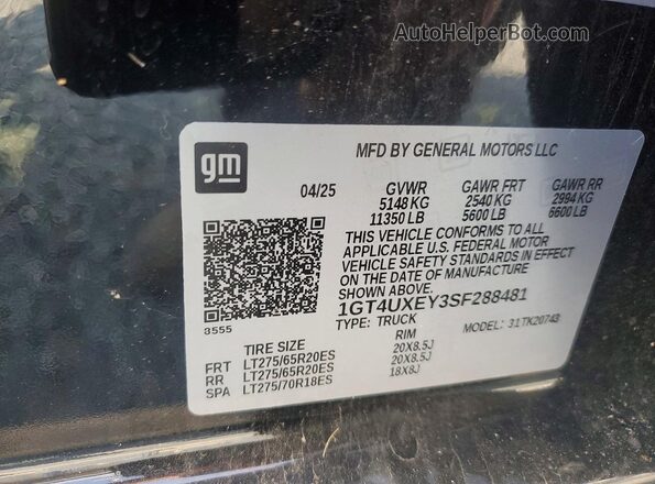 1GT4UXEY3SF288481 2025 GMC SIERRA Черный Вид подкапотного пространства