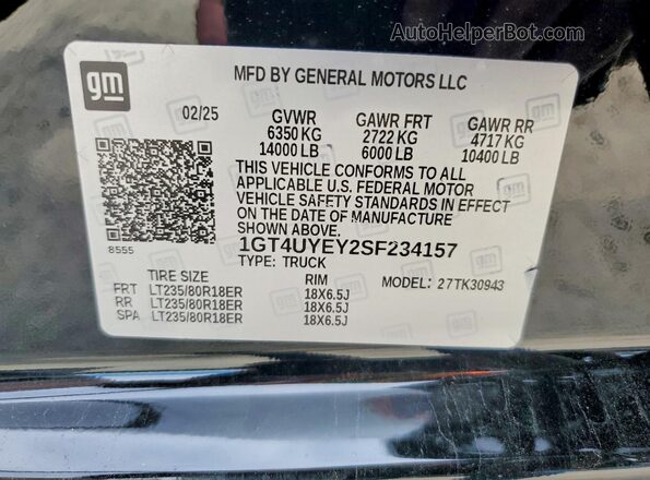 1GT4UYEY2SF234157 2025 GMC SIERRA Black Вид підкапотного простору