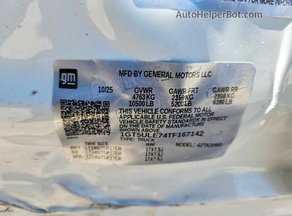 1GT5ULE74TF167142 2026 GMC SIERRA White Engine compartment view