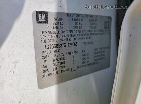 1GTG5BE37G1129565 2016 GMC CANYON White Vista del compartimento del motor