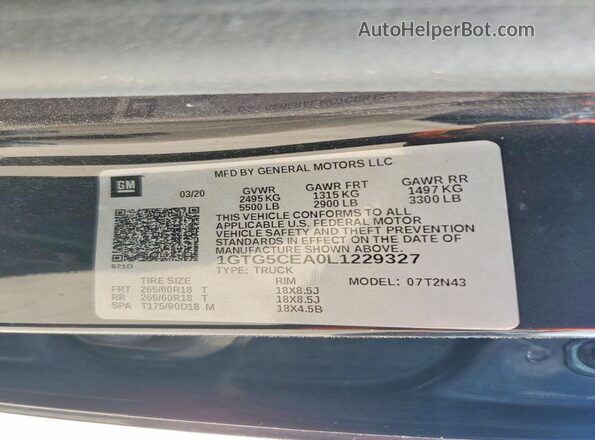 1GTG5CEA0L1229327 2020 GMC CANYON Черный Вид подкапотного пространства
