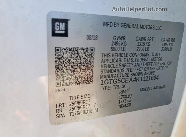 1GTG5CEA4K1121694 2019 GMC CANYON White Engine compartment view