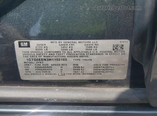 1GTG6EEN3H1193183 2017 GMC CANYON Gray Engine compartment view