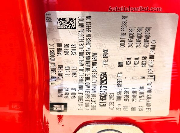 1GTH5CEA7G1292564 2016 GMC CANYON Red Вид підкапотного простору