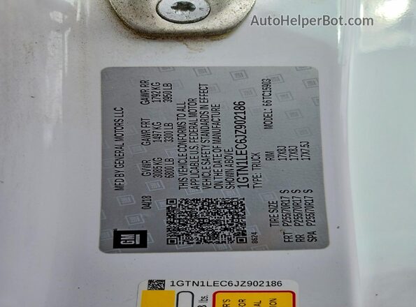 1GTN1LEC6JZ902186 2018 GMC SIERRA White Engine compartment view