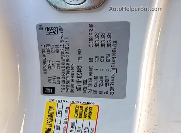 1GTN1LEH3GZ344866 2016 GMC SIERRA White Widok komory silnika