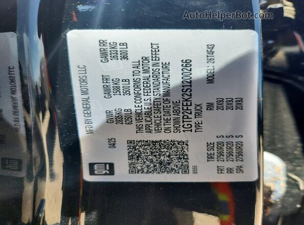 1GTP2FEK2S1200266 2025 GMC CANYON Black Вид підкапотного простору