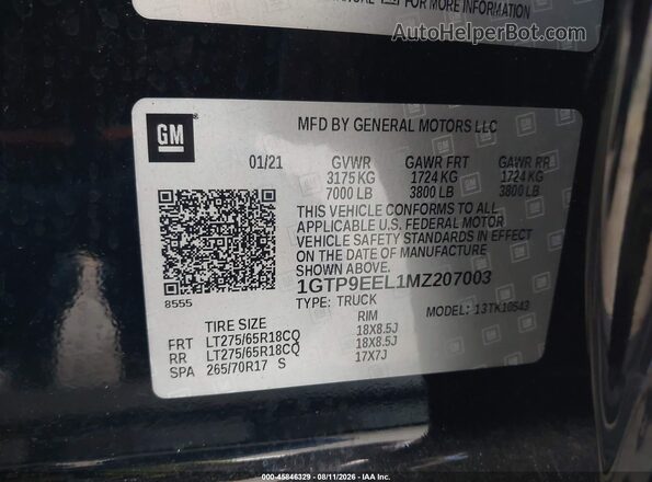 1GTP9EEL1MZ207003 2021 GMC SIERRA Black Widok komory silnika