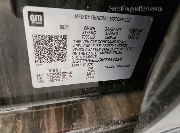 1GTP9EEL6MZ443114 2021 GMC SIERRA Black ძრავის განყოფილების ხედი