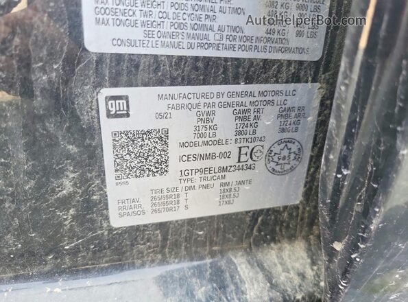 1GTP9EEL8MZ344343 2021 GMC SIERRA Черный Вид подкапотного пространства