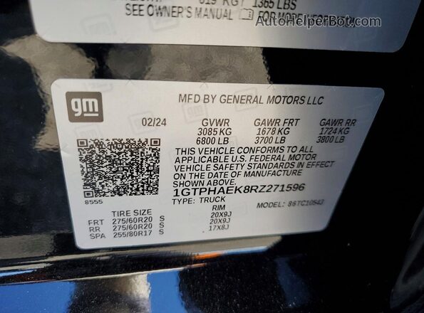1GTPHAEK8RZ271596 2024 GMC SIERRA Черный Вид наклейки с VIN-кодом