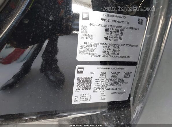 1GTPHAEK8SZ135748 2025 GMC SIERRA Black Вид підкапотного простору