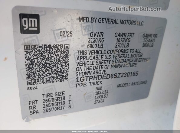1GTPHDED6SZ230165 2025 GMC SIERRA White Engine compartment view
