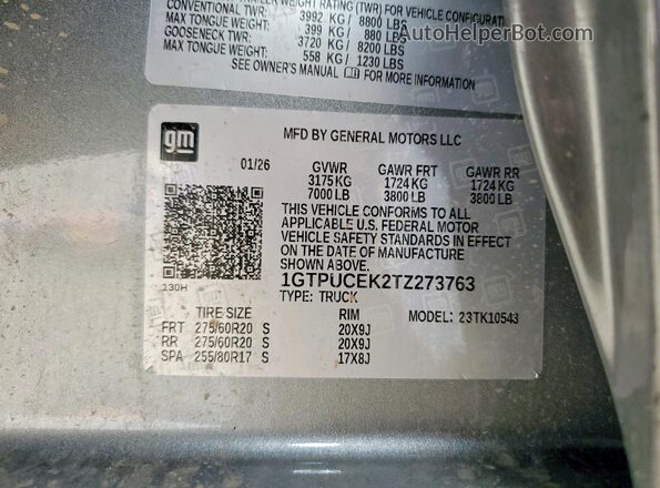 1GTPUCEK2TZ273763 2026 GMC SIERRA Gray Vista del compartimento del motor