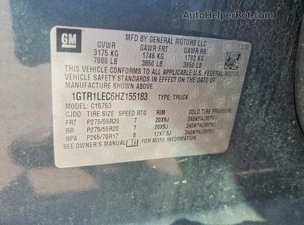 1GTR1LEC6HZ155183 2017 GMC SIERRA Green Vista del compartimento del motor