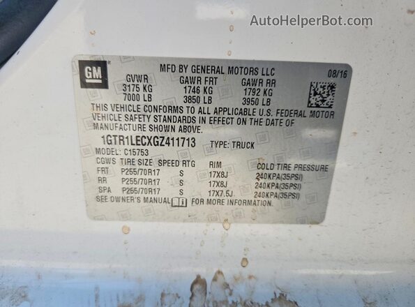 1GTR1LECXGZ411713 2016 GMC SIERRA White ძრავის განყოფილების ხედი