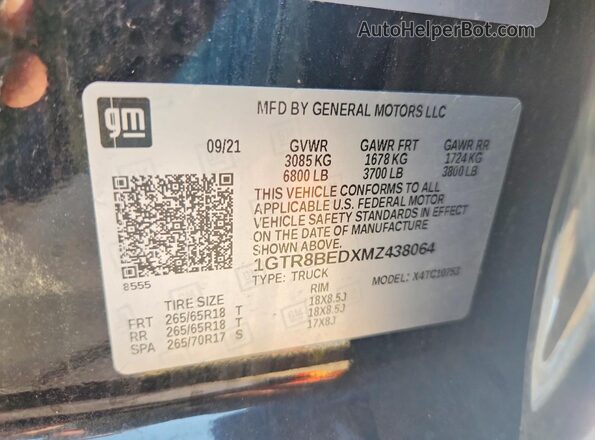 1GTR8BEDXMZ438064 2021 GMC SIERRA Черный Вид подкапотного пространства