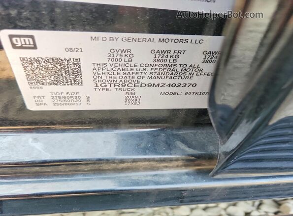 1GTR9CED9MZ402370 2021 GMC SIERRA Черный Вид подкапотного пространства